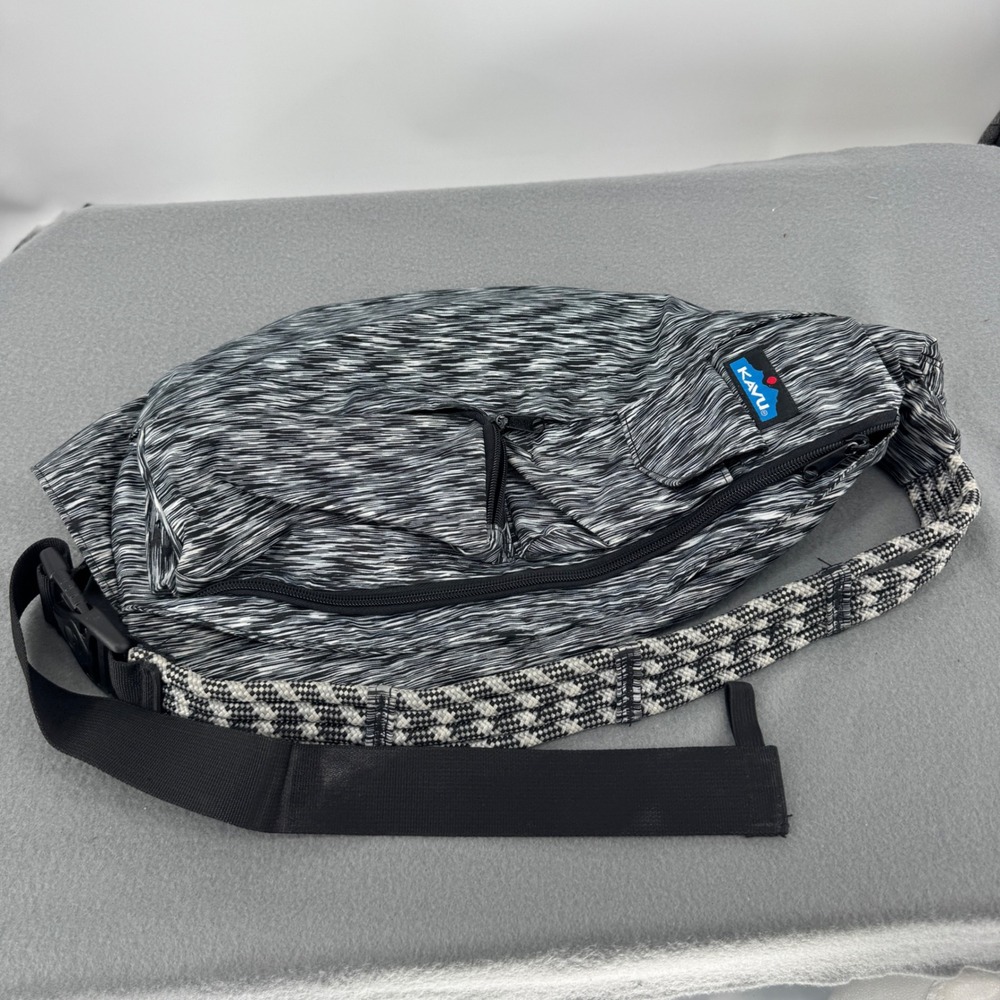 KAVU Ropercise Rope Sling Bag Black Gray Stretch Crossbody Backpack #197